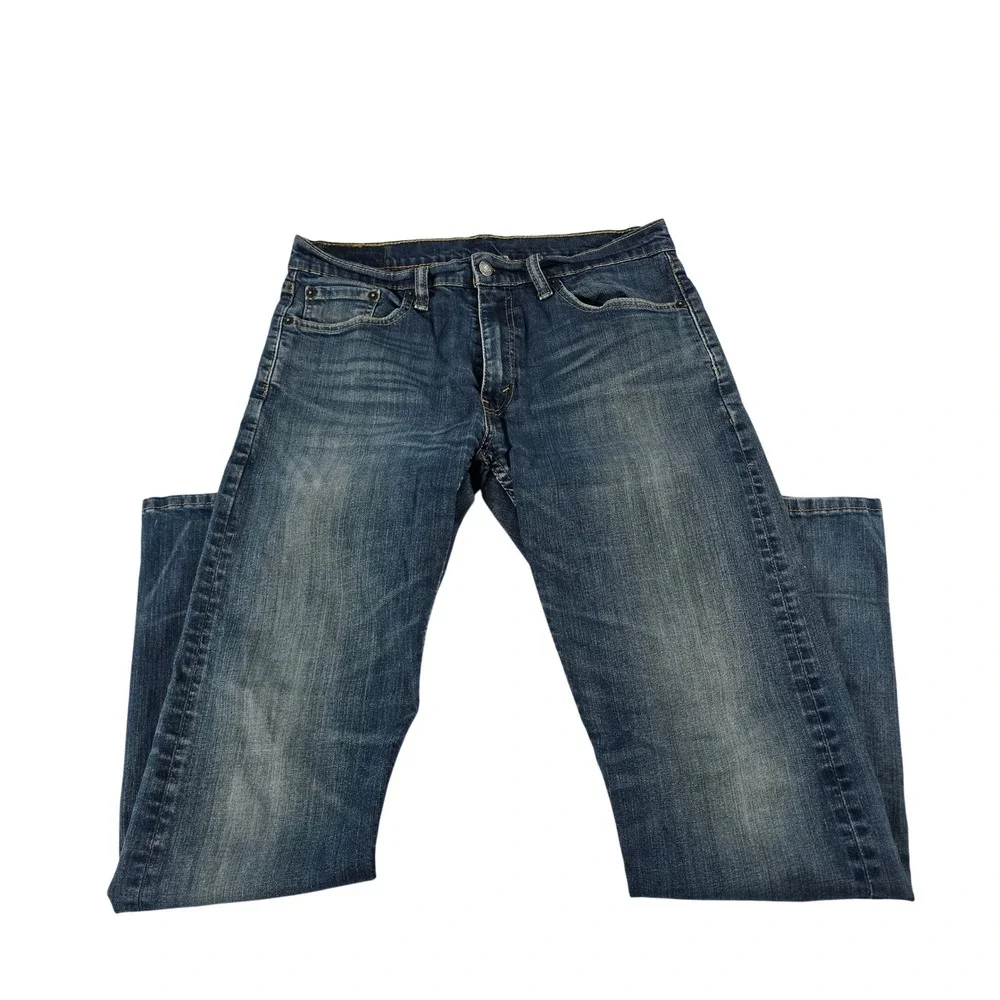 Levis 502 Regular Taper Mens Blue Jeans Medium Wash Stretch 33x34 14376